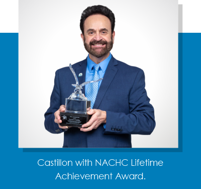 Castillon with NACHC Lifetime Achievement Award.
